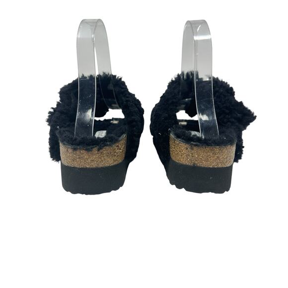 Birkenstock Papillio Arizona Big Buckle Shearling Sandals Teddy Black Size 36 - Picture 7 of 12